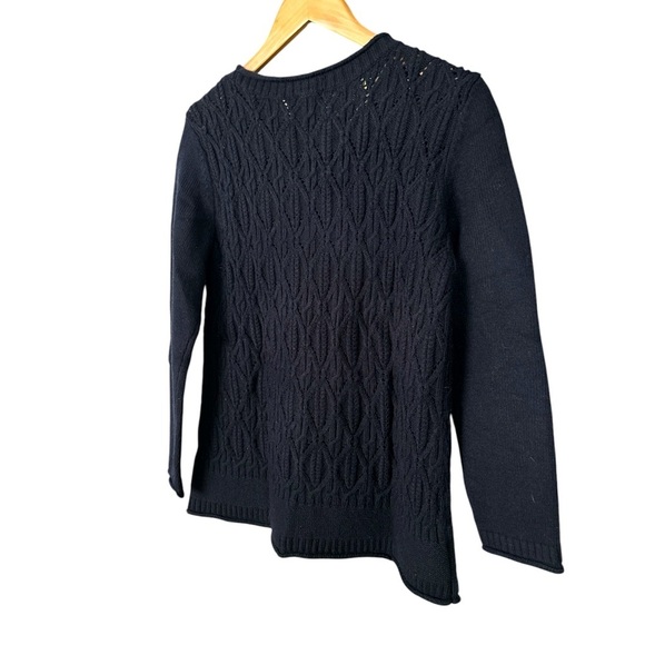 NWT, TALBOTS Navy Eyelet Cable Knit Sweater, Medium - Picture 4 of 8